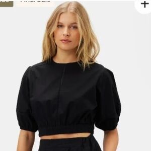 Black Amour Vert Cotton Poplin Top - Small